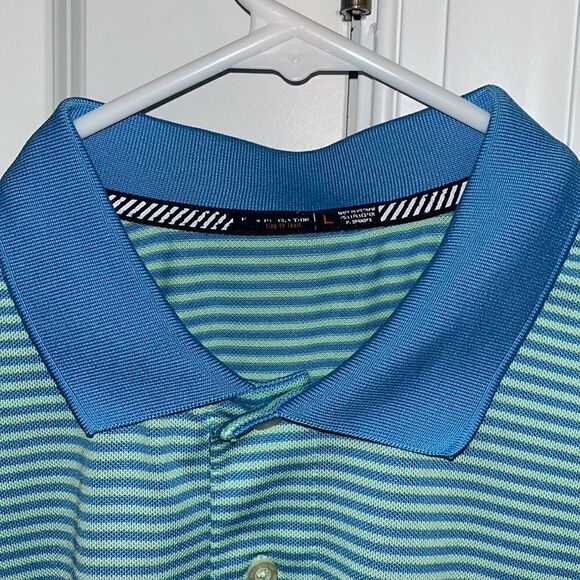 Performance Southern Tide Skipjack Tuna Golf Polo Shirt L Blue Green Stripe - Picture 4 of 4